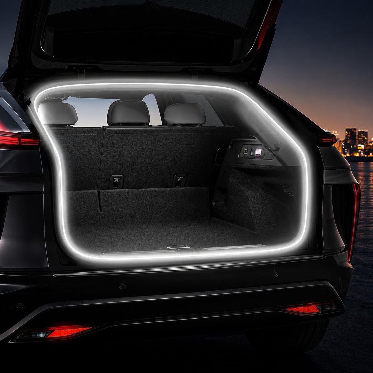 SnelShoppen - Dynamic Flowing LED Strip voor Auto Kofferbak 4m - Universele Compatibiliteit, Witte Trunk Light met Auto Sensor voor Stijlvolle Auto De