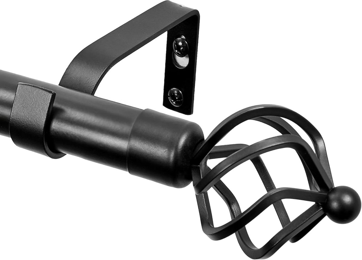 SnelShoppen - Verstelbare Gordijnroede Rood Zwart Metaal 76-175 cm – Stabiele Brackets Ø16/19 mm, Draagt tot 10 kg, Perfect voor Raam, Balkon en Binne