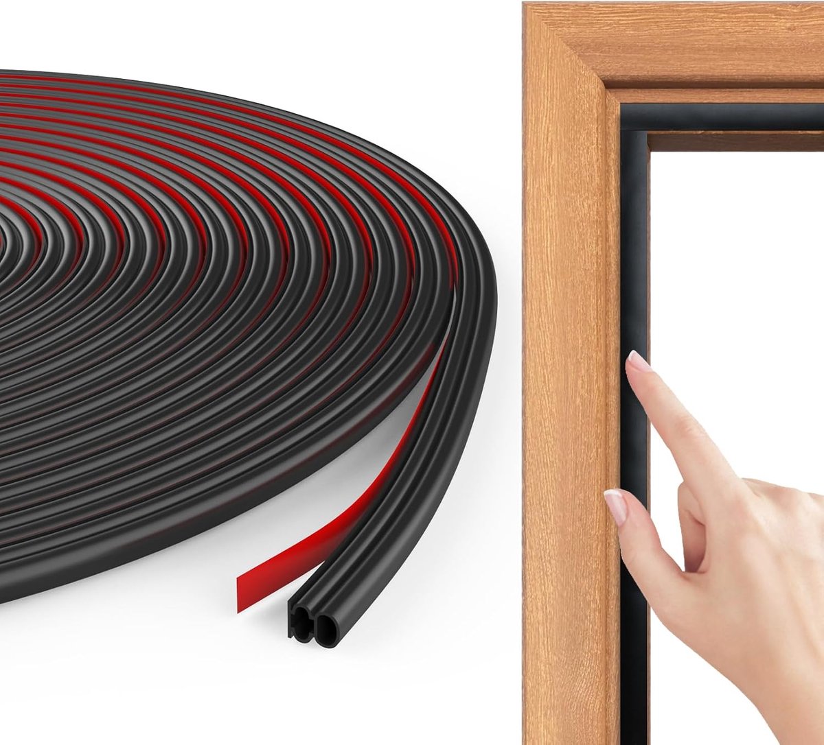 SnelShoppen - Flintronic Deurstoppers 10 x 10 mm Geluidsisolatie Seal Strip Zwart 6.5 m - Perfect voor Deuren, Ramen en Kieren