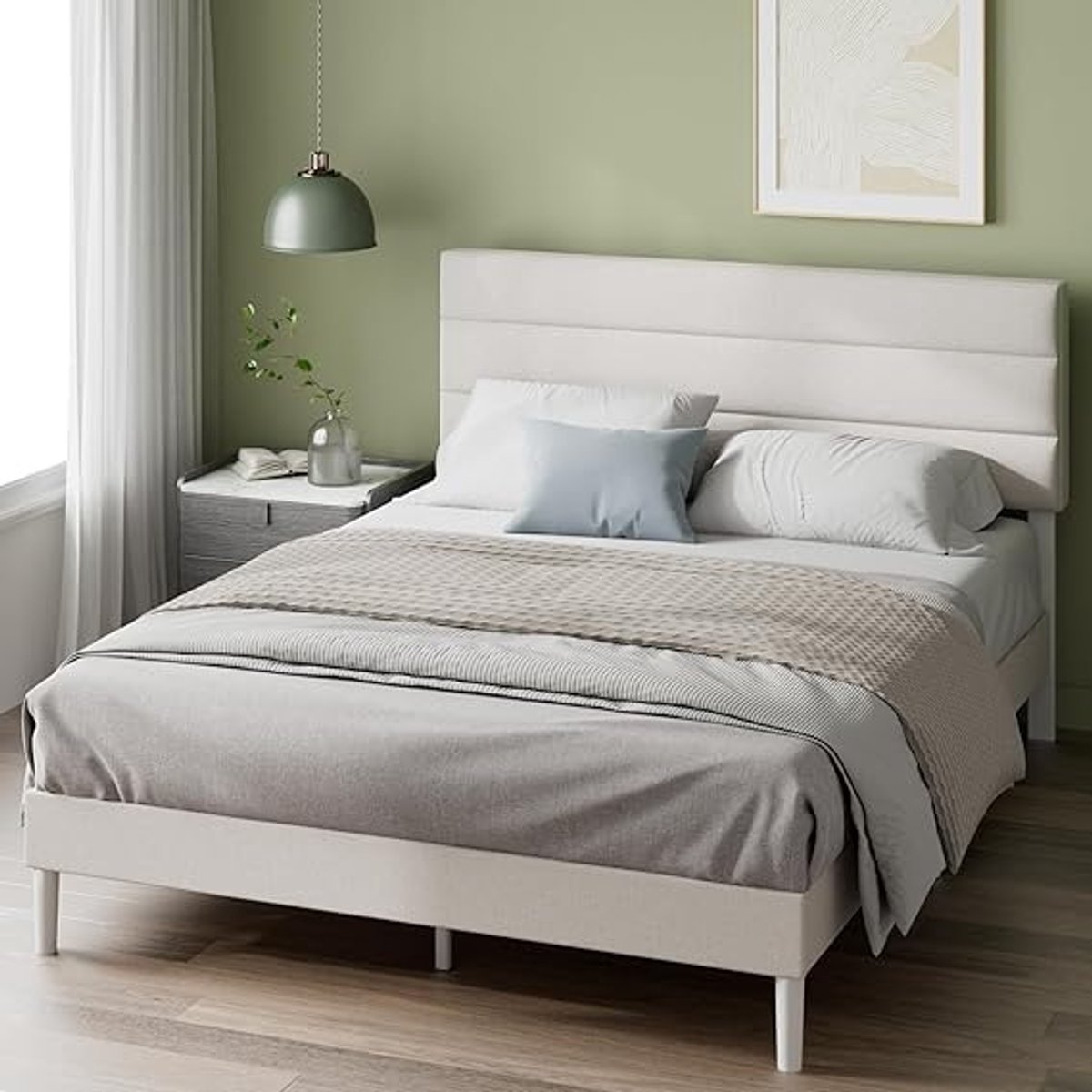 Luxe Gestoffeerd bed 140x200 cm - 140x200 cm - Wit - Novihome
