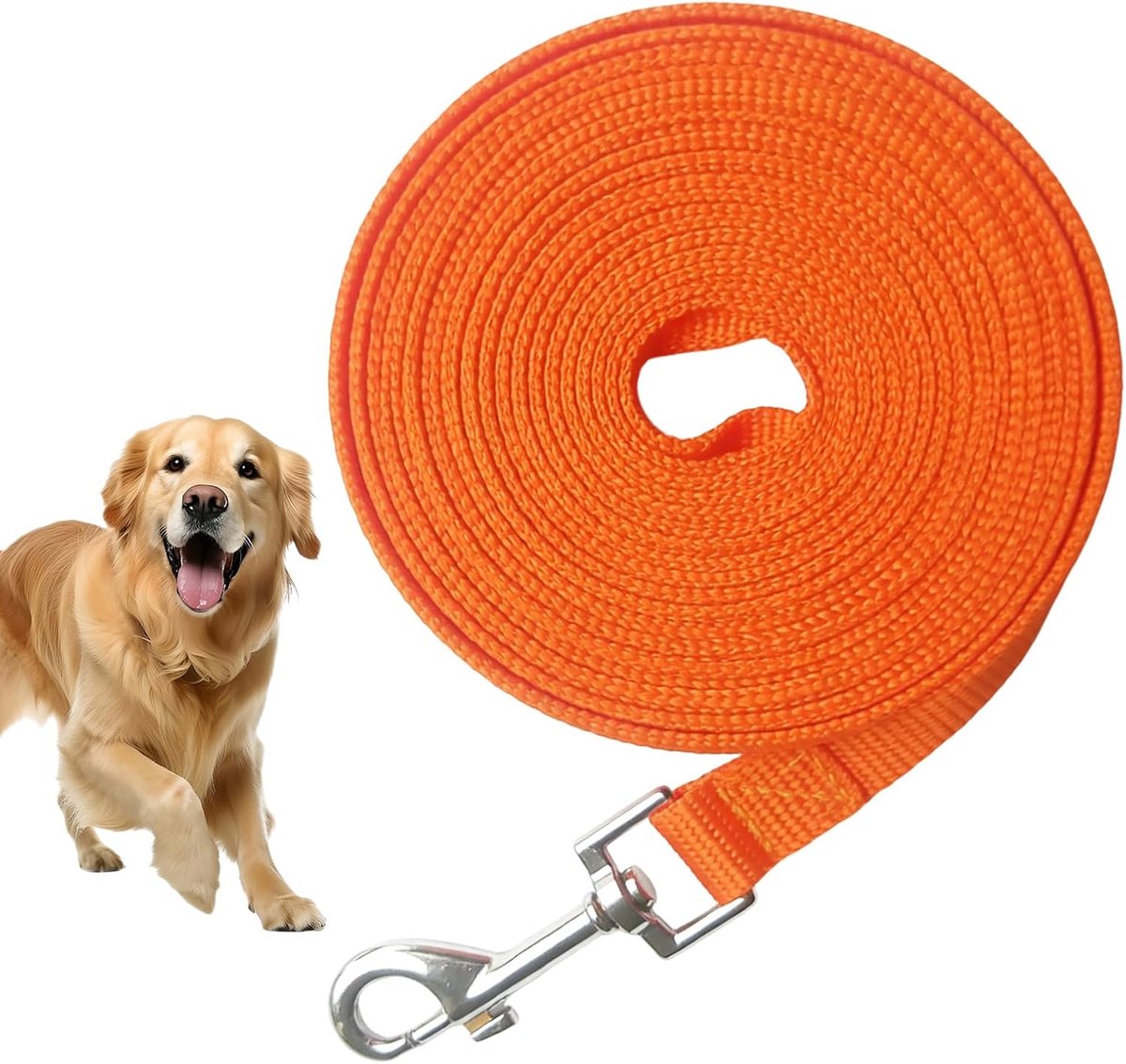 Thijox - Looplijn 15 m voor Honden - Robuuste Sleplijn met Afsluitbare Karabijnhaak - Hondenriem met Handlus - Trainingslijn voor Kleine en Middelgrot