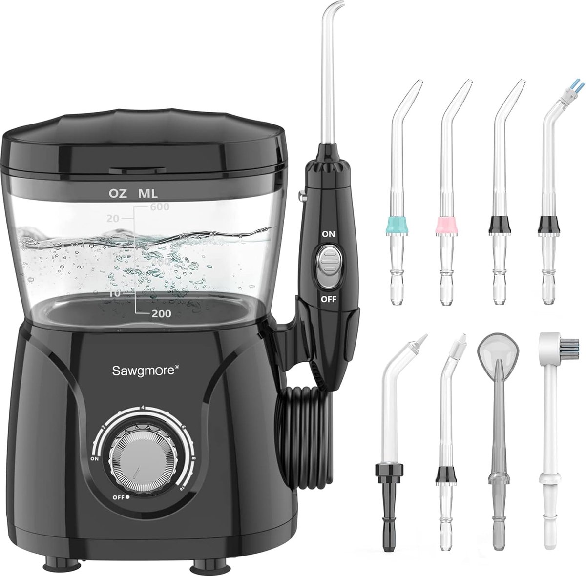 SnelShoppen - Water Flosser Oral Irrigator 600ml - Professionele Tandreiniging - 8 Water Flossers - Effectieve Mondhygiëne - Ideaal voor Thuisgebruik
