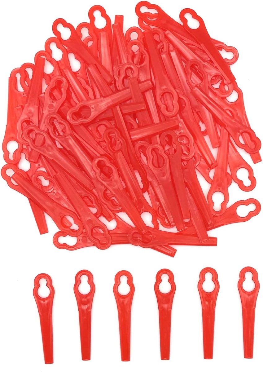 SnelShoppen - 100 Stuks Plastic Grasmaaier Blades 83mm, Draadloze Trimmer Bladen, Vervangende Tuinmaaier Messen voor Tuinonderhoud