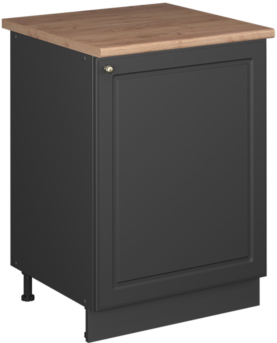 Vicco Keukenonderkast Fame-Line, Anthrazit-Gold Landhaus/Antraciet, 60 cm 1 deur met werkblad
