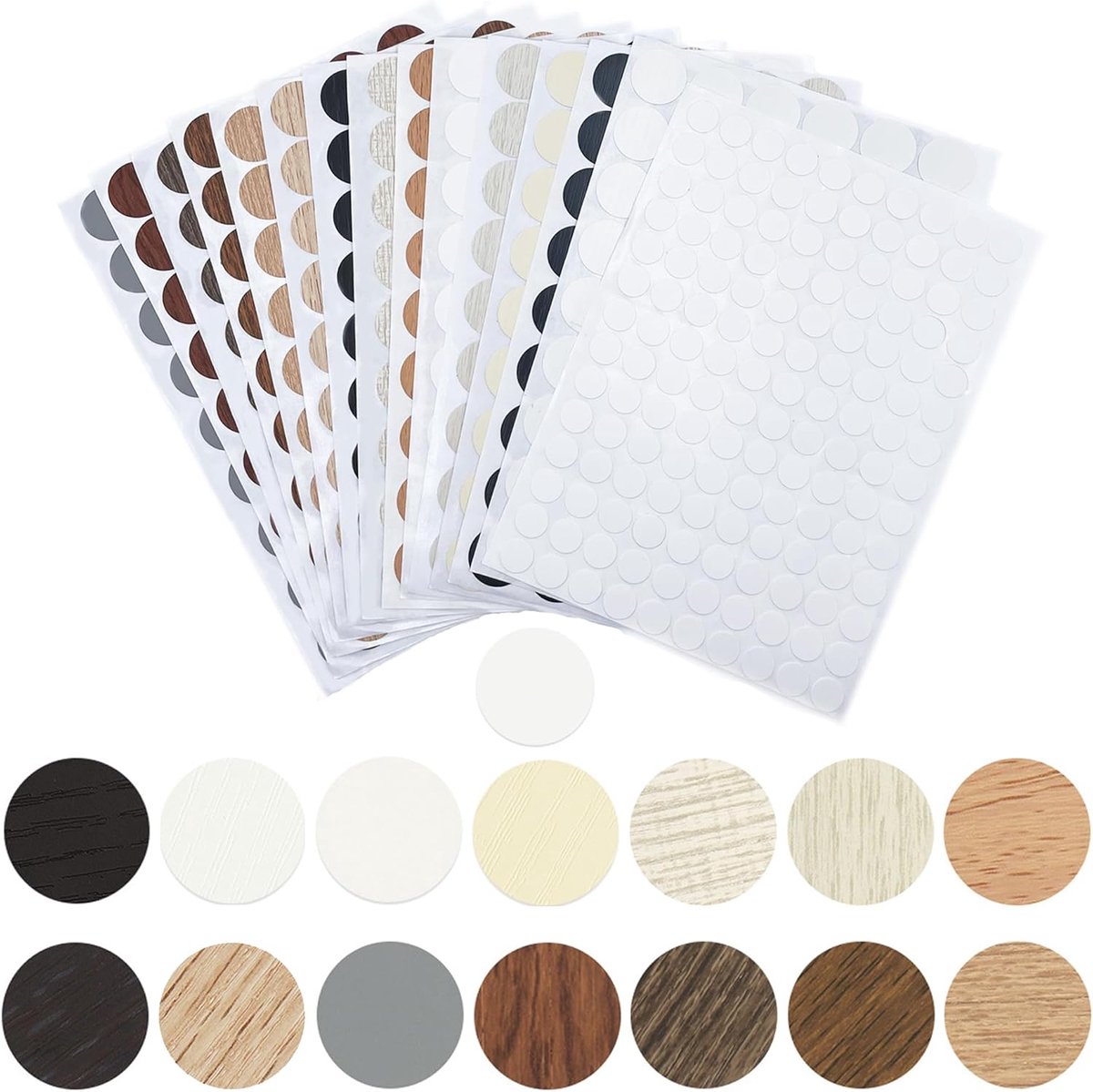 SnelShoppen - Schroefdoppen 12/21 mm, Zelfklevend, Waterdicht, 896 Stuks in 15 Kleuren voor Meubels en Decoratie