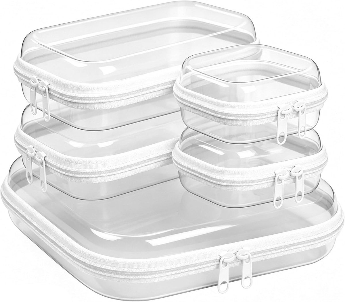 SnelShoppen - 5 Stks Doorzichtige Harde Ritszak Luier Organizer - Opbergdoos Voor Baby Reizen Benodigdheden - Fopspenen Snacks Speelgoed Doekjes Kledi