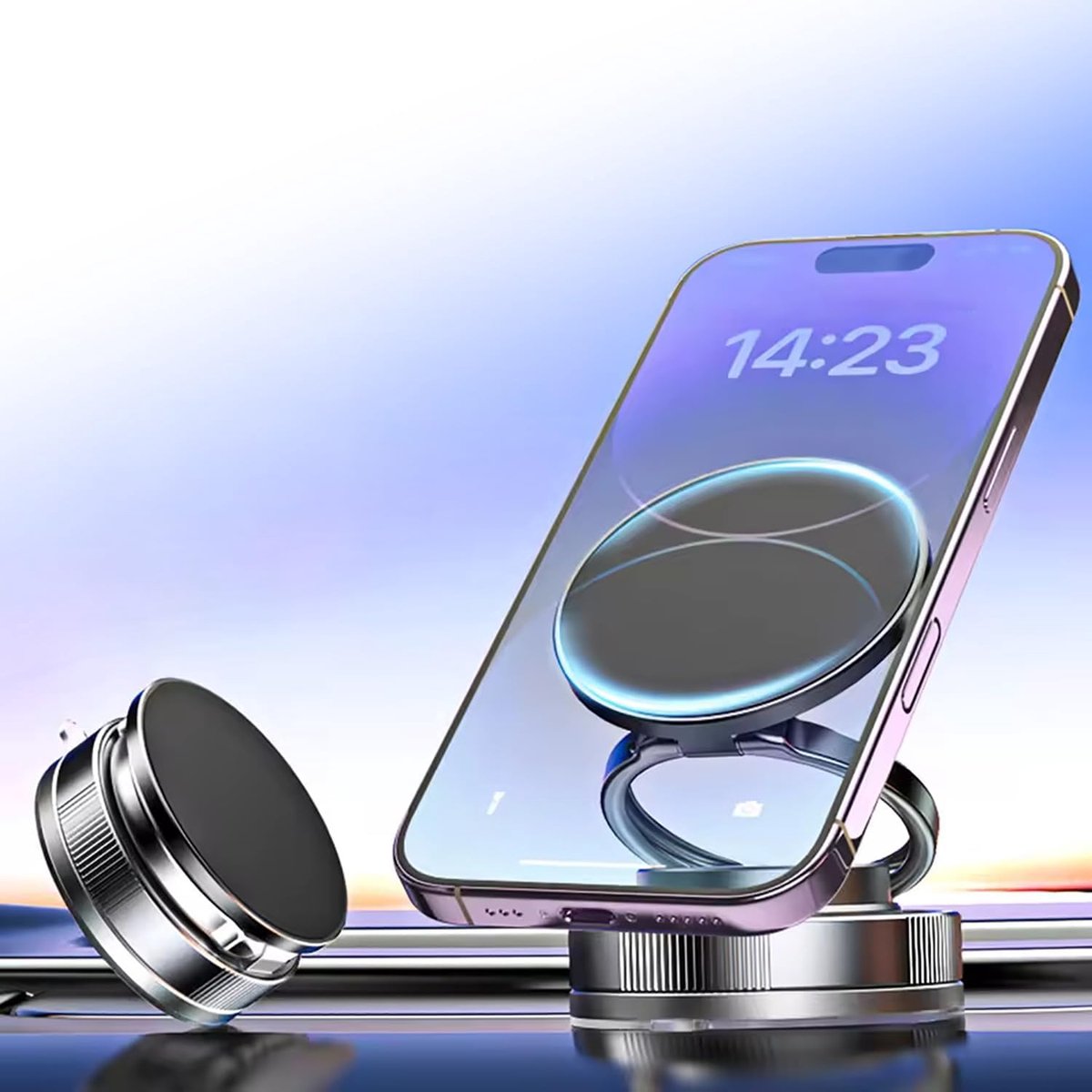 SnelShoppen - Multifunctionele Vacuum Magnetische Telefoonhouder - 360° Rotatie Zuignap - Ideaal voor Auto, Gym, Bureau, Spiegel - Geschikt voor Alle