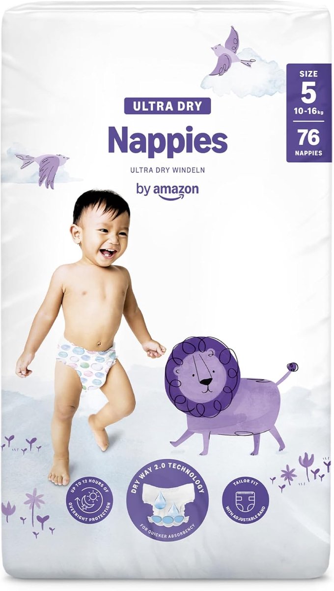 SnelShoppen - Ultra Droge Wegwerpluiers Maat 5 (10-16 kg) - 76 Stuks - Lekvrije Luiers met Dubbele Elastische Barrières - Ideaal voor 's Nachts en Dag