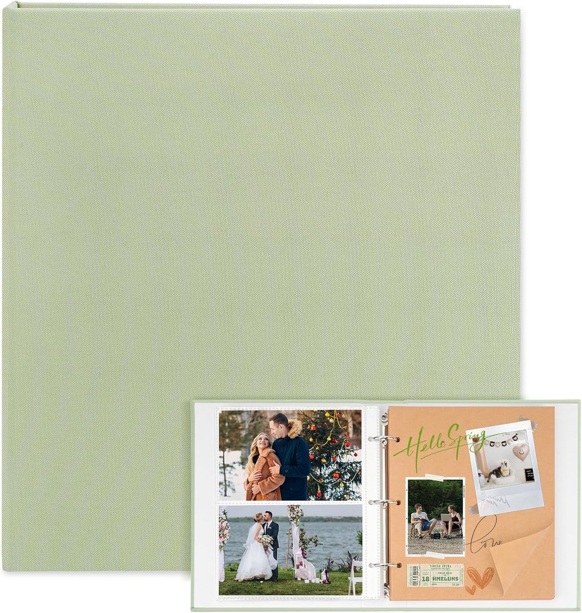 SnelShoppen - DIY Foto Album met 200 Foil Pockets voor 300 Foto's - Robuust Linnen Foto Boek 21 x 23 cm met 30 Hoogwaardige Kraft Papier Bladen voor F