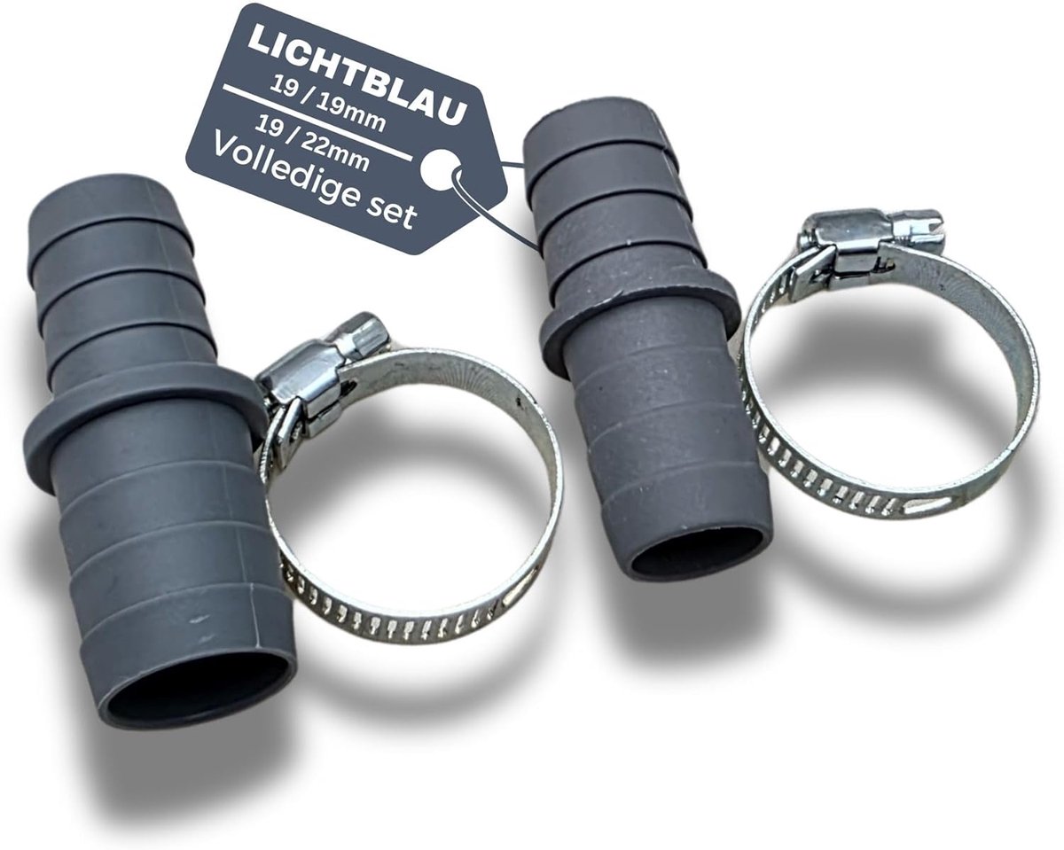 SnelShoppen - Drain Hose Connector Set 2326 voor 19/19 mm & 19/22 mm, Compleet met Slangklemmen voor Wasmachine en Vaatwasser, Universeel en Duurzaam
