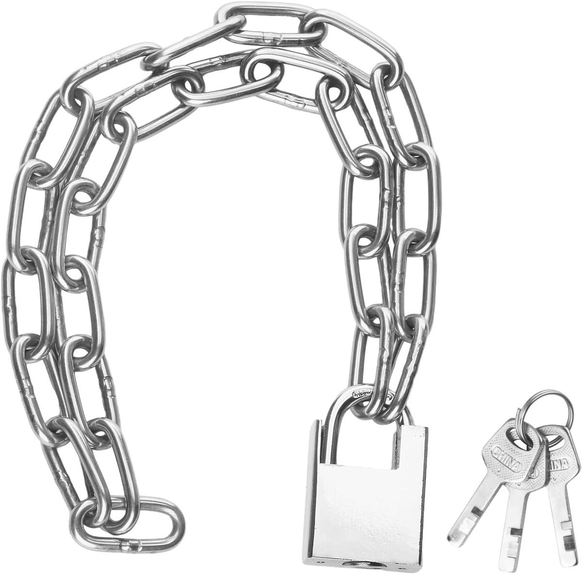 SnelShoppen - 1x Fietsslot Ketting, 80 cm Stalen Fietsslot, Veiligheidsketting voor Fiets & Motor, RVS Ketting met Hangslot en Sleutel, Bescherming Te