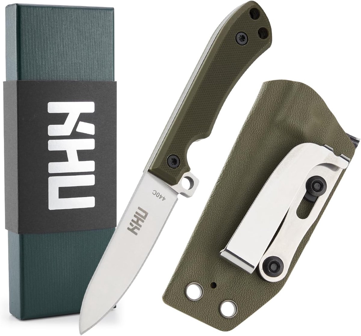 SnelShoppen - Chef Kookmes Set met Cleaver en Schilmes - Hoogwaardige RVS Keukenaccessoires met Kydex Schede - 3-delige Messenset voor Thuis en Restau