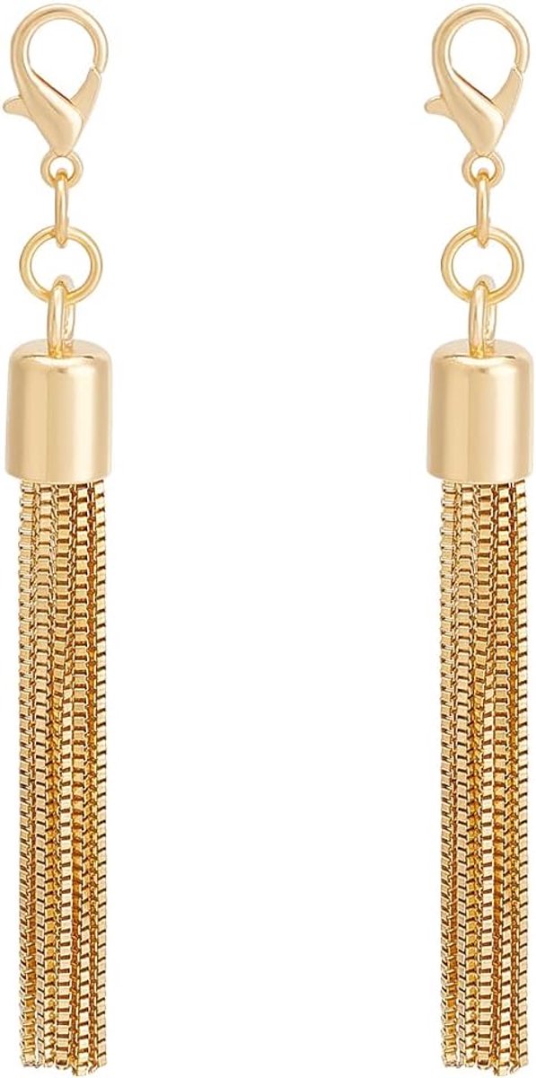 SnelShoppen - 2x Licht Gouden Legering Sleutelhanger Tassel Sieraad Hanger met Kreeftsluiting - Handtas en Ketting Decoratie - 120-128mm Lang - Perfec