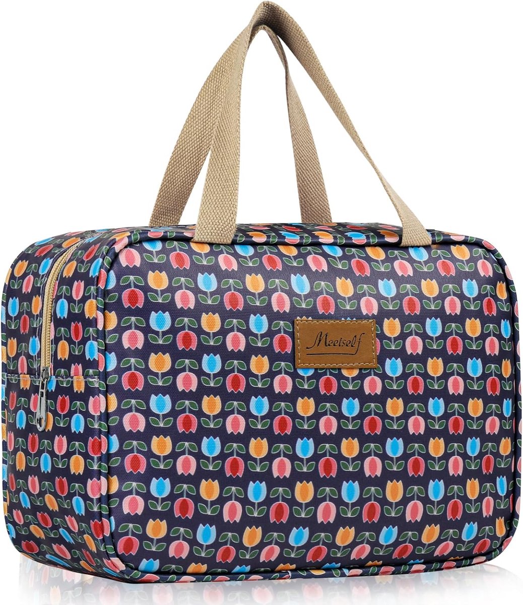 SnelShoppen - Aucuu Toiletry Bag - Toilettas met Assorted Flowers, Waterdicht, Compact, Reiskoffer, Make-up Organizer, Dames en Heren, Perfect voor Va