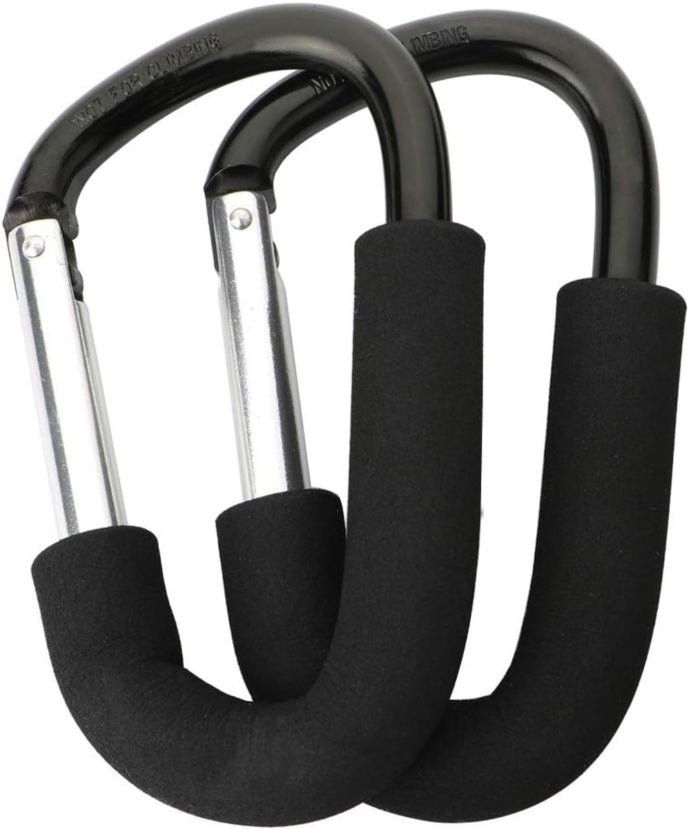 SnelShoppen - 2 Stuks Baby Kinderwagen Haak - Universele Mummy Clip - Grote Aluminium Carabiner - Multifuntionele Haken voor Winkel, Rugzak, Tas - Ide