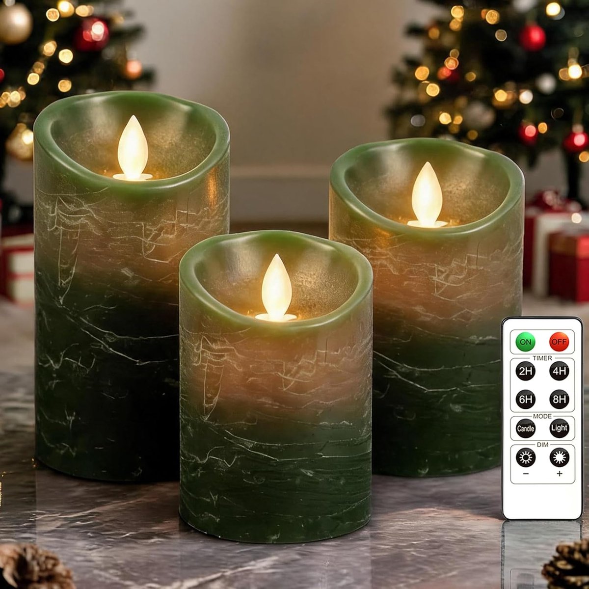 SnelShoppen - Set van 3 LED Kaarsen - Flameless Timer met Afstandsbediening - Vlamdovende Flickering Flame - Warm Witte Licht - Dimbare Elektrische Th
