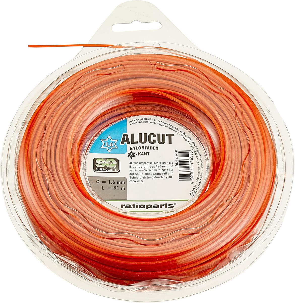 Thijox - Maaidraad 1,6 mm 91 m Trimmerdraad 6-kant Nylon Draad - Sterk en Duurzaam voor Perfecte Gras Snede - Oranje - Tuinonderhoud