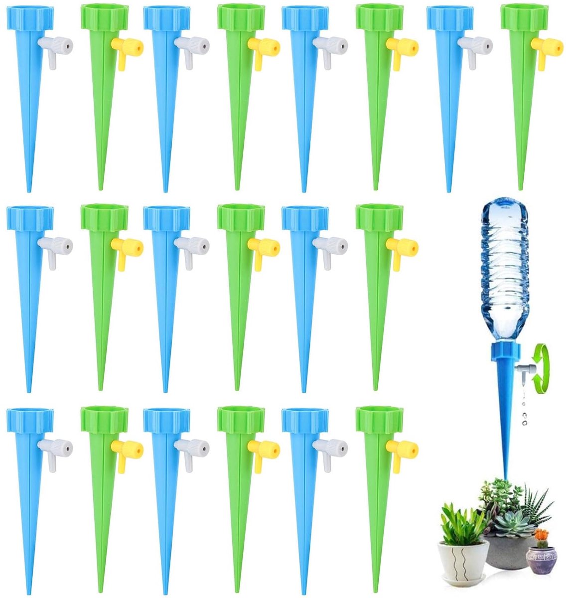 SnelShoppen - Automatische Irrigatieset 20 Stuks - Instelbare Irrigatieapparaten en Irrigatiespikes voor Potplanten, Tuinplanten - Duurzaam ABS - Perf