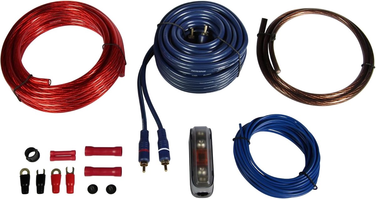 SnelShoppen - 10mm² Kabelset Amplifier Aansluitset - Hoogwaardige Geluidskwaliteit - Geschikt voor Auto, Boot en Thuis - Compleet en Duurzaam