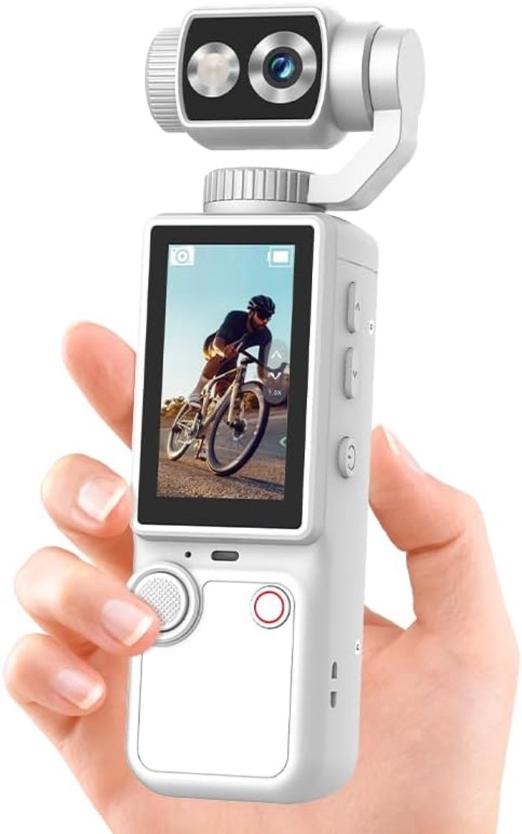 SnelShoppen - Q8 Draagbare Vlogcamera 4K met 180° Draaibaar Objectief, Autofocus, 2,0" IPS-Scherm, 2000mAh Batterij, Inclusief 32GB Kaart, Statief & D
