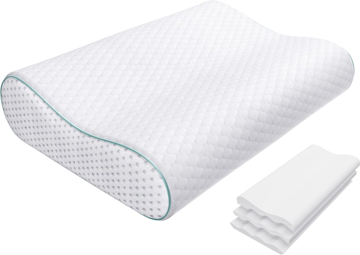 Thijox - Hoogte verstelbaar Orthopedisch Memory Foam Kussen, Ergonomisch Nekpijn Kussen, Migraine Kussen, Anti-Snurk Kussen voor Zijslapers, Rug- en B