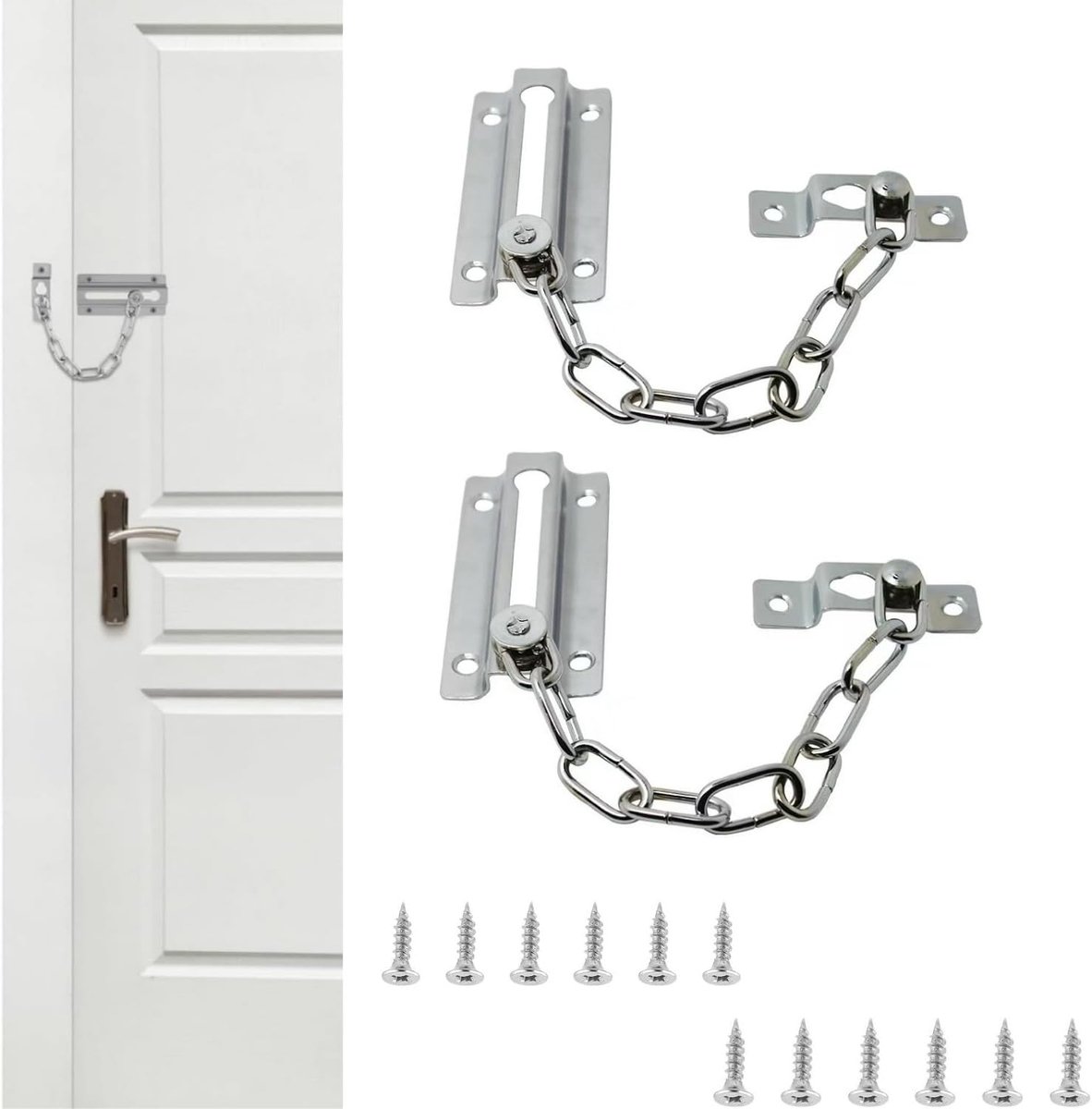 SnelShoppen - Veiligheidsslot voor deur en raam, 2 stuks, inbraakbeveiliging, hoogwaardig staalkunststof, roestbestendig, voor huis, hotel, binnendeur