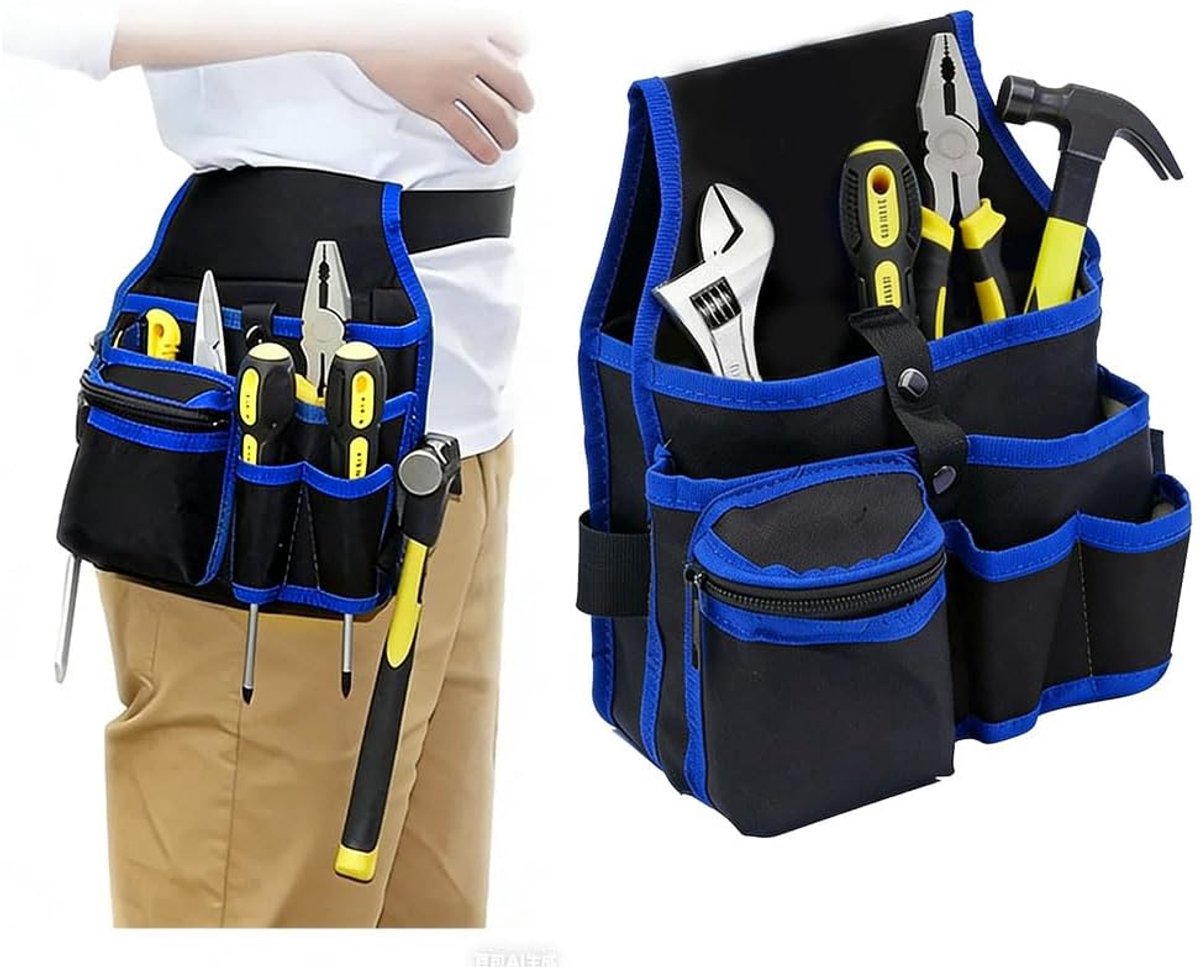 SnelShoppen - 1 Stuk Elektricien Tool Pouch, Canvas Gereedschapsriem, Houten Werkplaats Gereedschap, Tuin en Onderhoud, Duurzaam en Ruim, Voor Sleutel