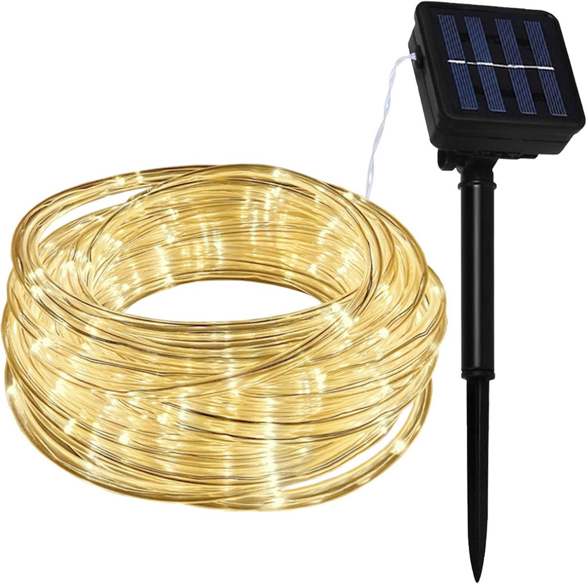 SnelShoppen - 12m 100 LED Solar String Lights - Warm White Dimbaar - IP65 Waterproof Fairy Lights voor Tuin, Balkon, Huis, Bruiloft, Kerst - 8 Modi