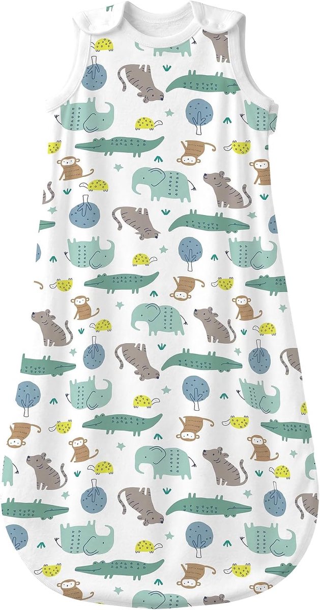 SnelShoppen - Babyslaapzak Draagbare Deken met Dierenprint voor Lente en Zomer, 1,0 Tog, 100% Katoen, Geschikt voor 0-6 Maanden, Mouwloos, S (Dierenpa