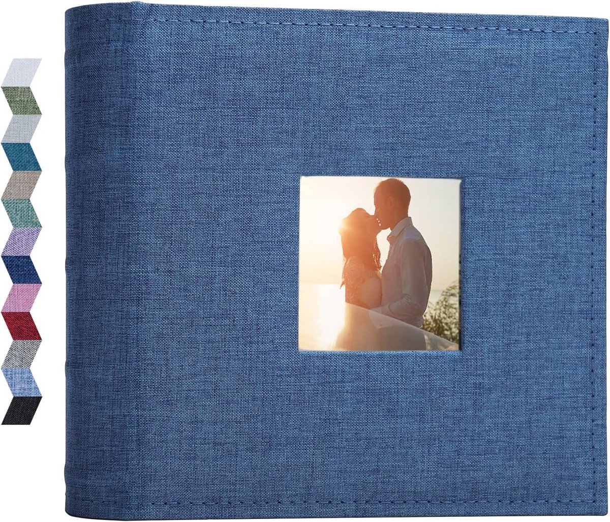 SnelShoppen - Fotoalbum 10x15 200 Pockets Linnen Hoes met Memo Ruimte - Foto Boek voor Bruiloft, Familie, Baby, Vakantie - Grote Capaciteit 22x22cm
