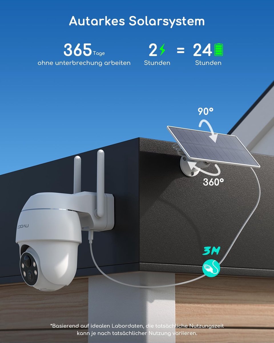 SnelShoppen - 4MP Draadloze Outdoor Beveiligingscamera Set met Zonnepaneel, 2.5K Beveiligingscamera met 64G Geheugen, 360° Panorama, Kleur Nachtzicht
