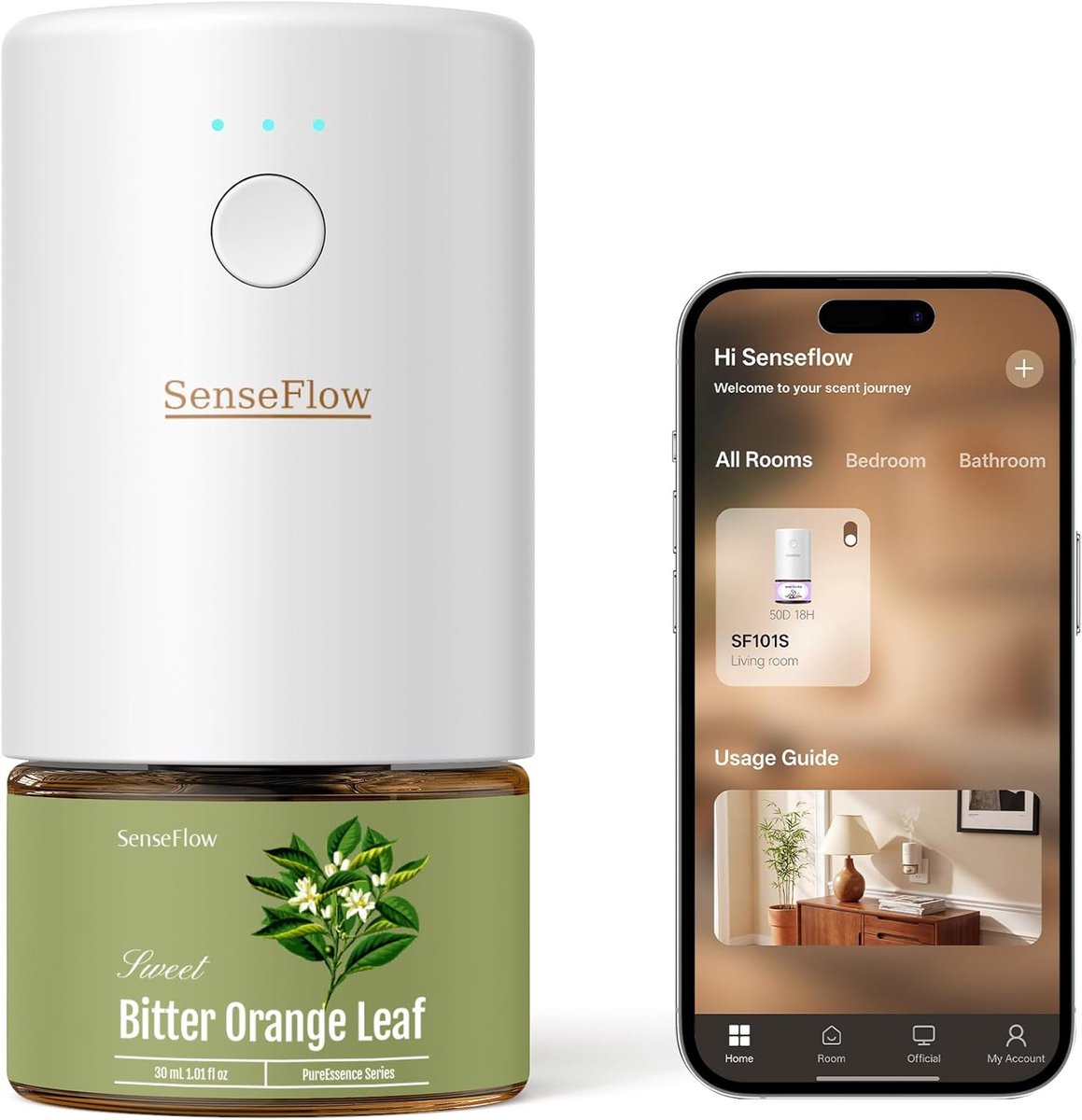 SnelShoppen - Diffuser Huiles Essentielles, Ultrasonic Zonder Water, 100% Plantaardig, Aromatherapie Tot 120 Dagen, Voor Thuis en Hotel Tot 100 m² - B