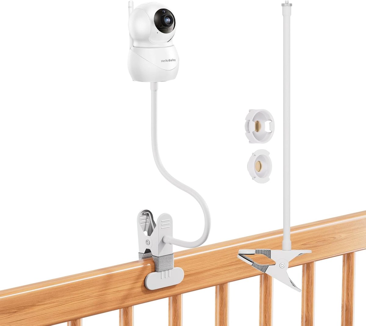 SnelShoppen - Babymonitor cliphouder voor HelloBaby HB6550/HB6550 Pro/HB65/HB66/HB6081/HB40/HB6339 - Flexibele zwanenhals 40 cm - Camera standaard voo