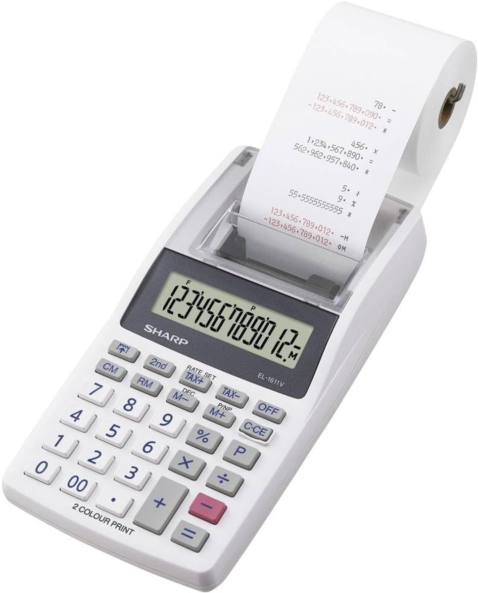 SnelShoppen - Mini Tafelcalculator met Grote 12-Cijferige LCD Display, Zwart-Rode Afdrukken, Compact en Handig voor Thuis en Kantoor