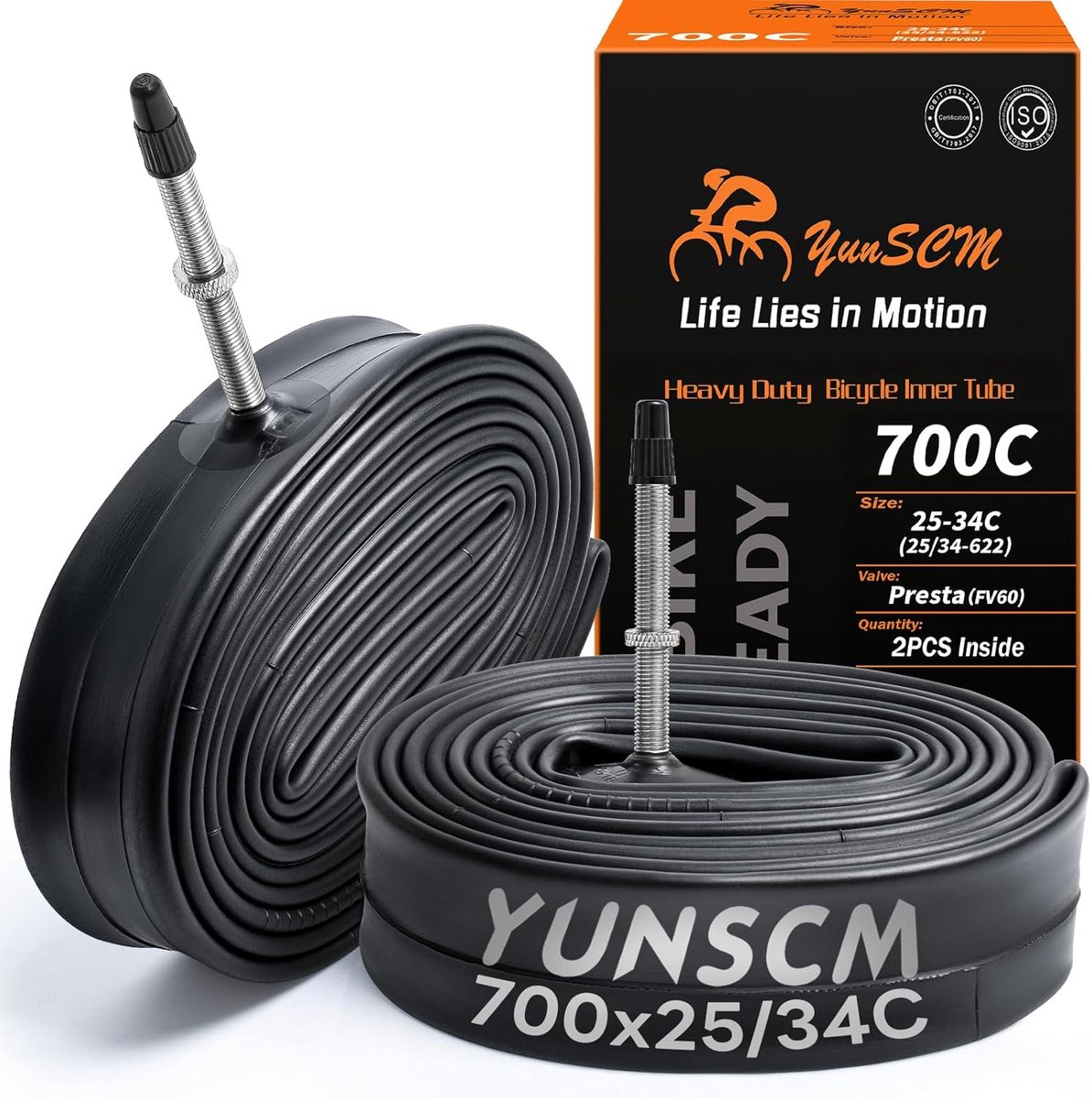 SnelShoppen - 2 Stuks 700C Heavy Duty Fietskamer Binnenbanden 700x25C 700x28C 700x30C 700x32C 700x34C FV60mm Presta Ventiel Geschikt voor MTB, Gravel