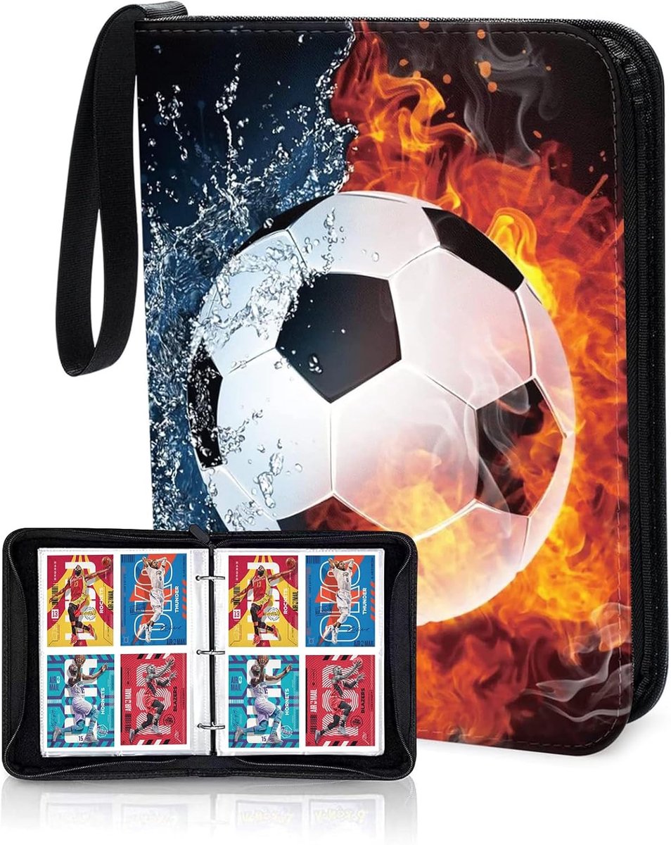 SnelShoppen - Voetbalkaarten Album met 50 Pagina's - Capaciteit voor 400 Trading Cards - Waterdicht PU-leder - Ideaal voor Kinderen en Verzamelaars