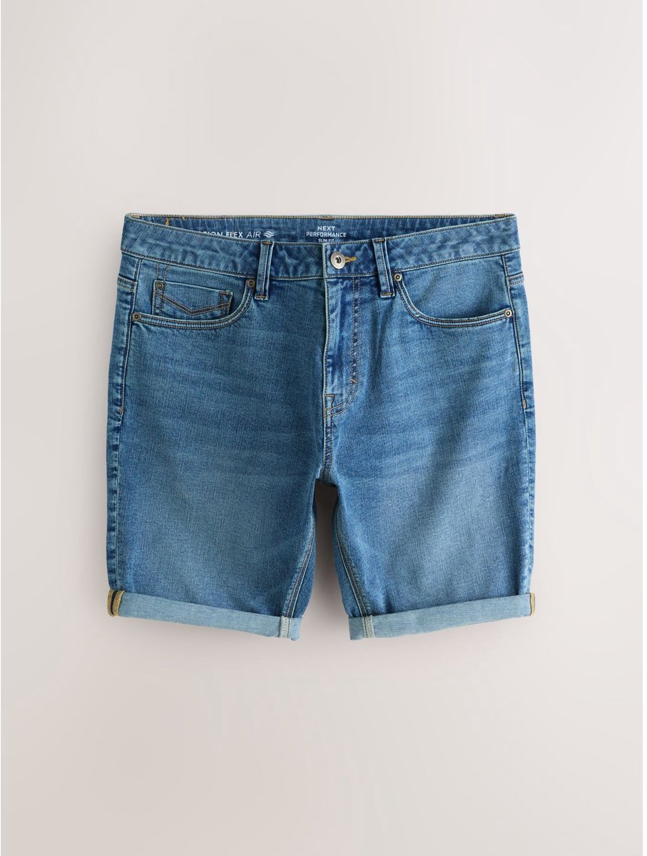 Next - Heren - Motion Flex denim short slim-fit - Blauw