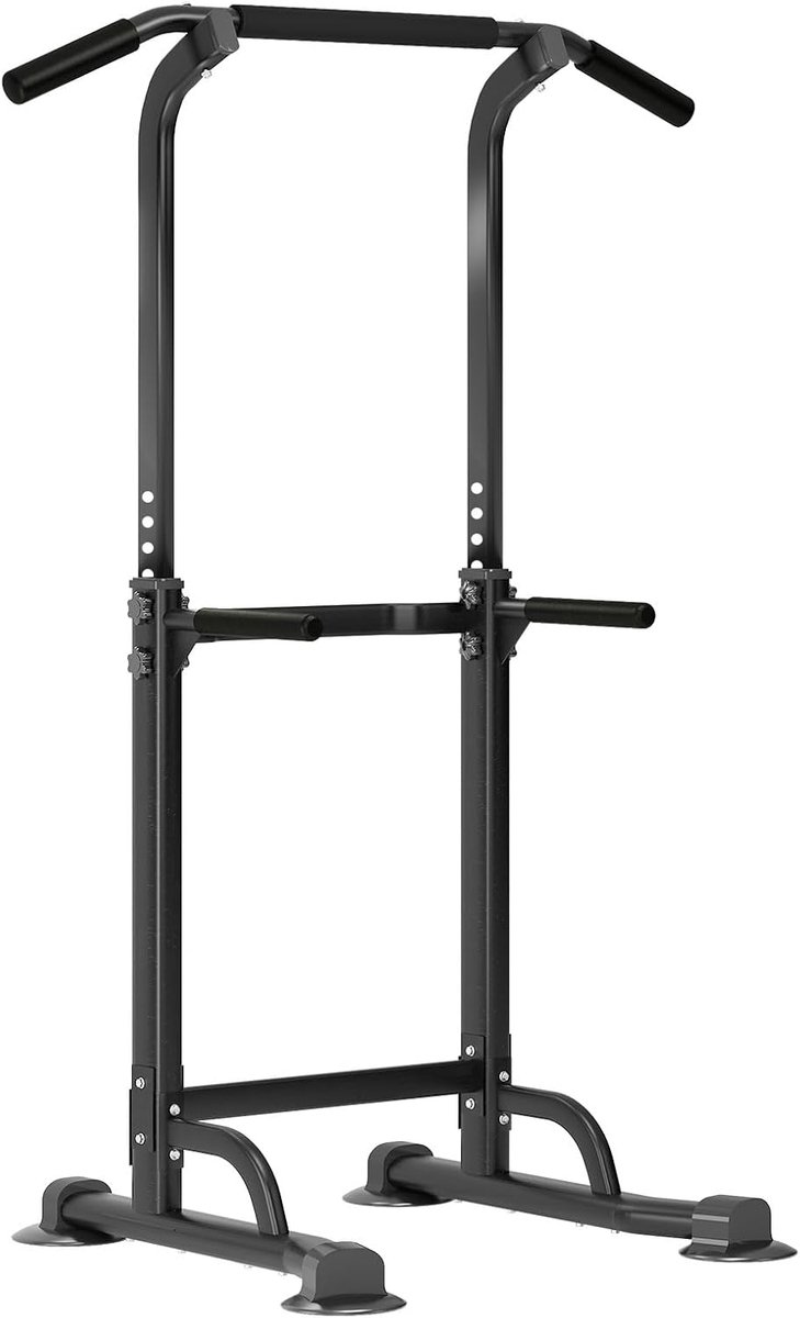 SnelShoppen - Dip Station en Pull-Up Bar Power Tower - Multifunctionele Fitness Equipment - Hoogte Verstelbaar - Stabiele Metalen Constructie - Tot 25