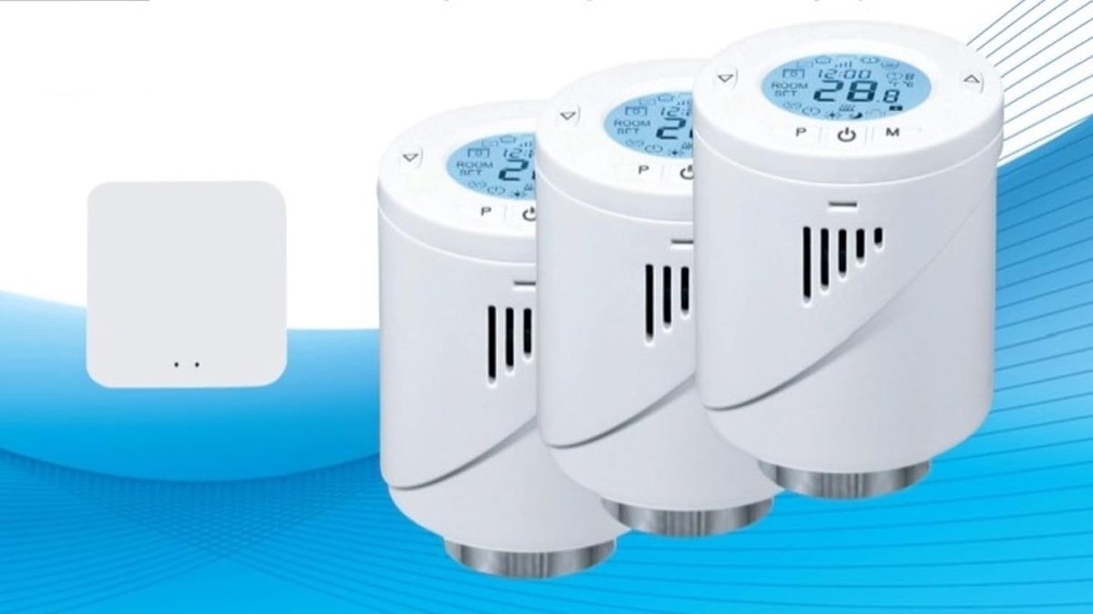 SnelShoppen - Smart Radiator Thermostaat Starter Set, 3 Slimme Thermostaten en Internet Gateway, Compatibel met Home Assistant, Energiezuinig en Comfo