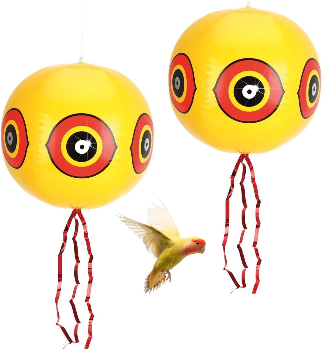 SnelShoppen - Pack van 2 Ballonnen Vogelverschrikker Set - Pigeon Defense met Touw - Geel - Hoogwaardige PVC - Tuin Decoratie