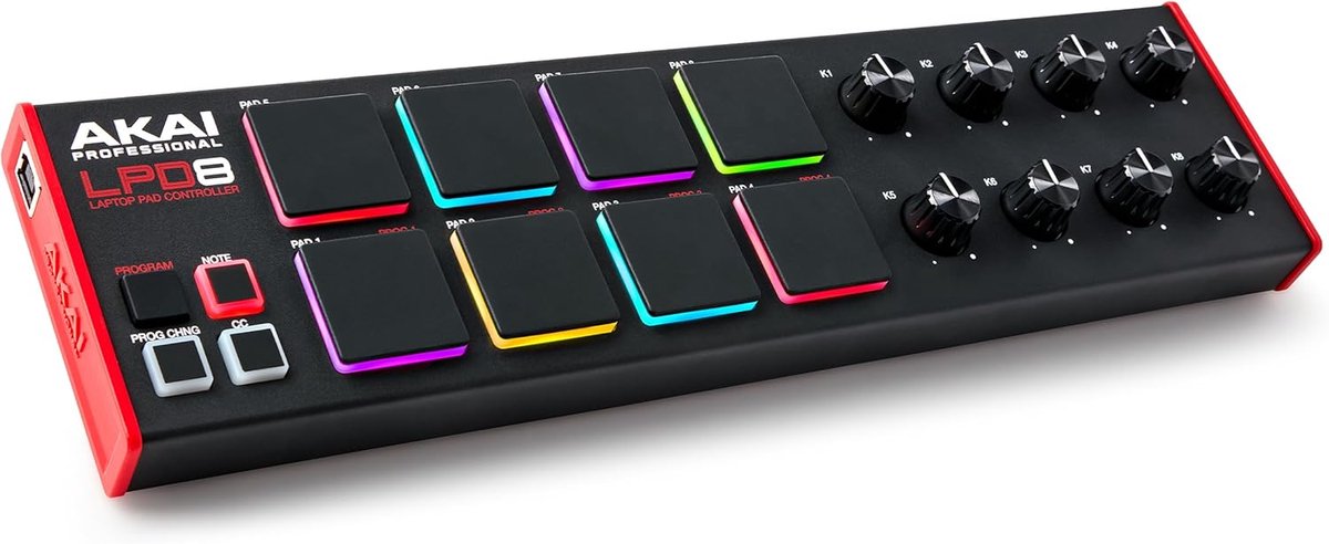 SnelShoppen - USB MIDI Controller met 8 Responsieve Drum Pads, 8 Toewijsbare Knoppen, Muziekproductiesoftware, Geschikt voor Mac en PC, Beat Maker