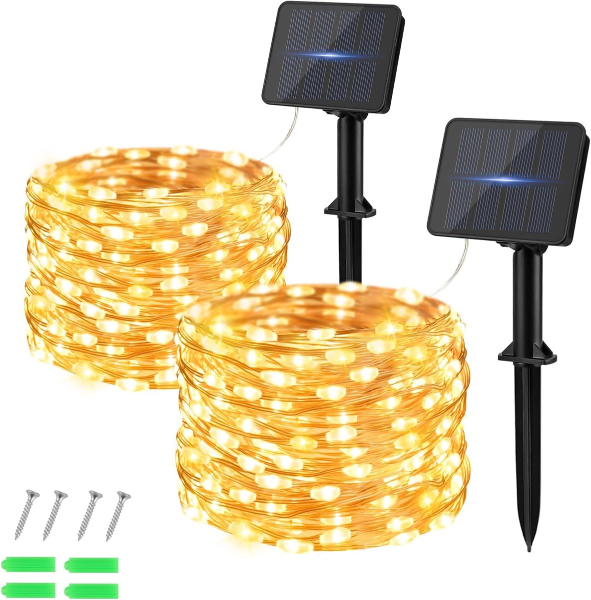 SnelShoppen - Solar Fairy Lights Tuin 50 LED 5 m Warm Wit Weerbestendig Koper Draad Buitenverlichting voor Tuin, Patio, Boom, Feest, Verjaardag, Trouw