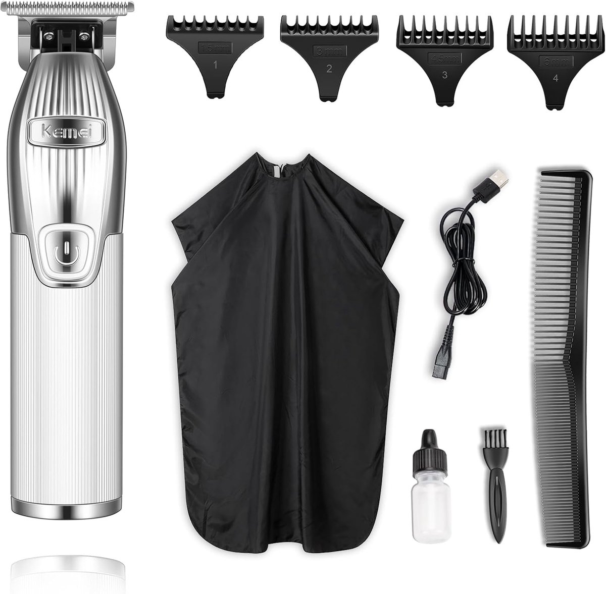 SnelShoppen - Professionele Draadloze Tondeuse 0mm voor Heren, Oplaadbare Baardtrimmer met Zelfscherp Stalen Blad, Perfect voor Vervagen en Beeldhouwe