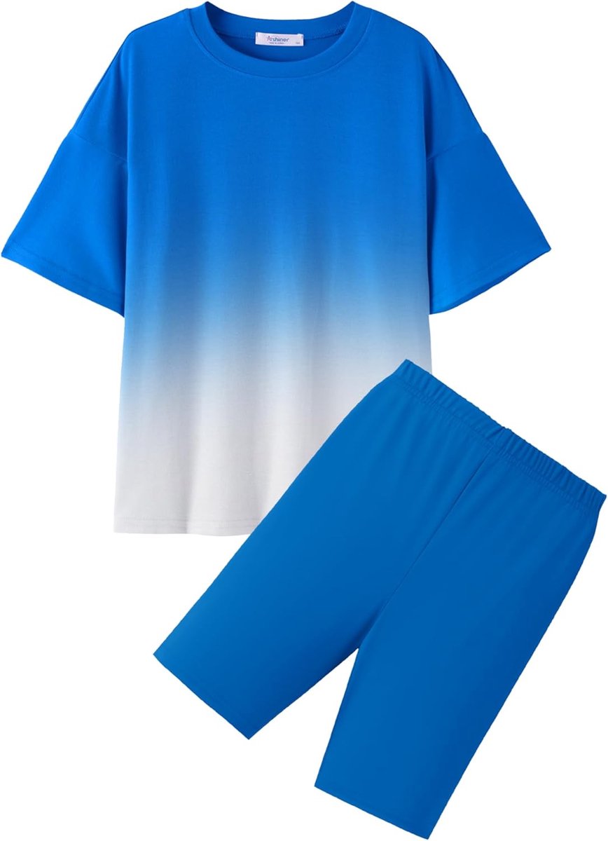 SnelShoppen - Meisjes Kledingset - T-shirt met Korte Leggings - Sportieve Zomeroutfit - Comfortabele Tweedelige Set voor Kinderen 5-13 Jaar - Luchtig