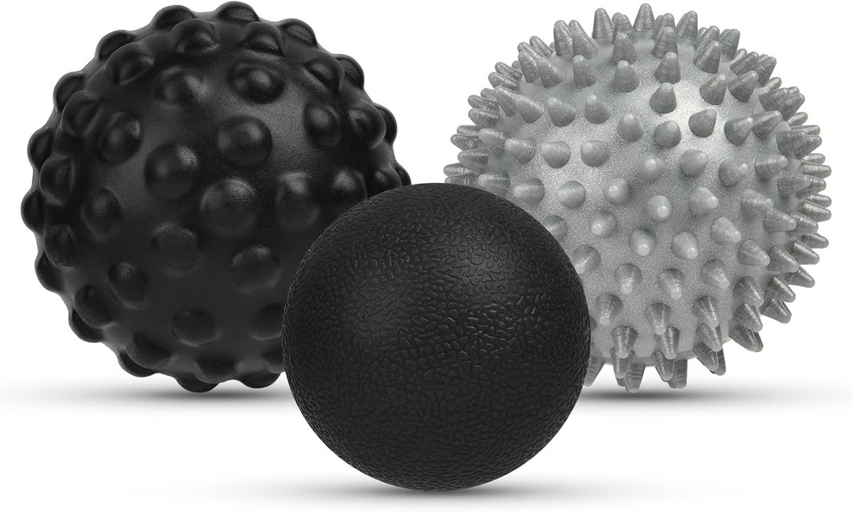 SnelShoppen - Set van 3 Stekelvarken Massageballen voor Spierspanning, Harde Fasciabal met Noppen, Ideaal voor Voeten, Rug, Nek en Handen, Perfect voo