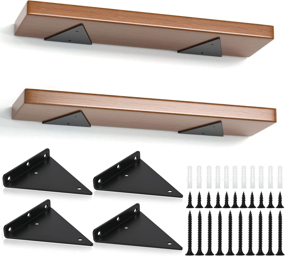 SnelShoppen - 4 Stuks Driehoek Plankdrager Zwart 14cm | Onzichtbare Plankdragers, Plank Steun, Discreet Metalen Plankendrager, 40kg Draagvermogen voor