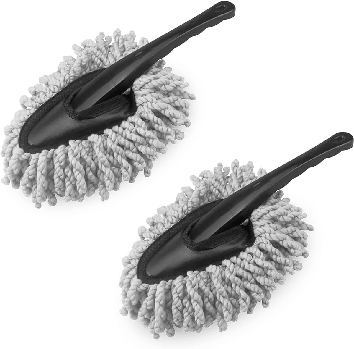 SnelShoppen - Auto Duster Set van 2 Microvezel Wasborstels - Mini Feather Borstels voor Auto - Universeel Grijs - Ideaal voor Schoonmaken en Onderhoud