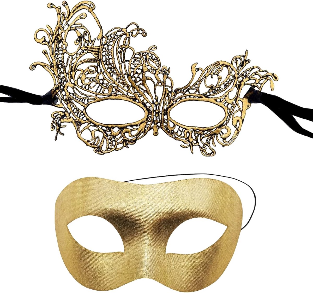 SnelShoppen - Maskerade Maskers voor Koppels, 2 Stuks Venetiaans Masker voor Koppels, Klassieke Maskerade Bal, Halloween Maskers, Cosplay Carnaval Mas