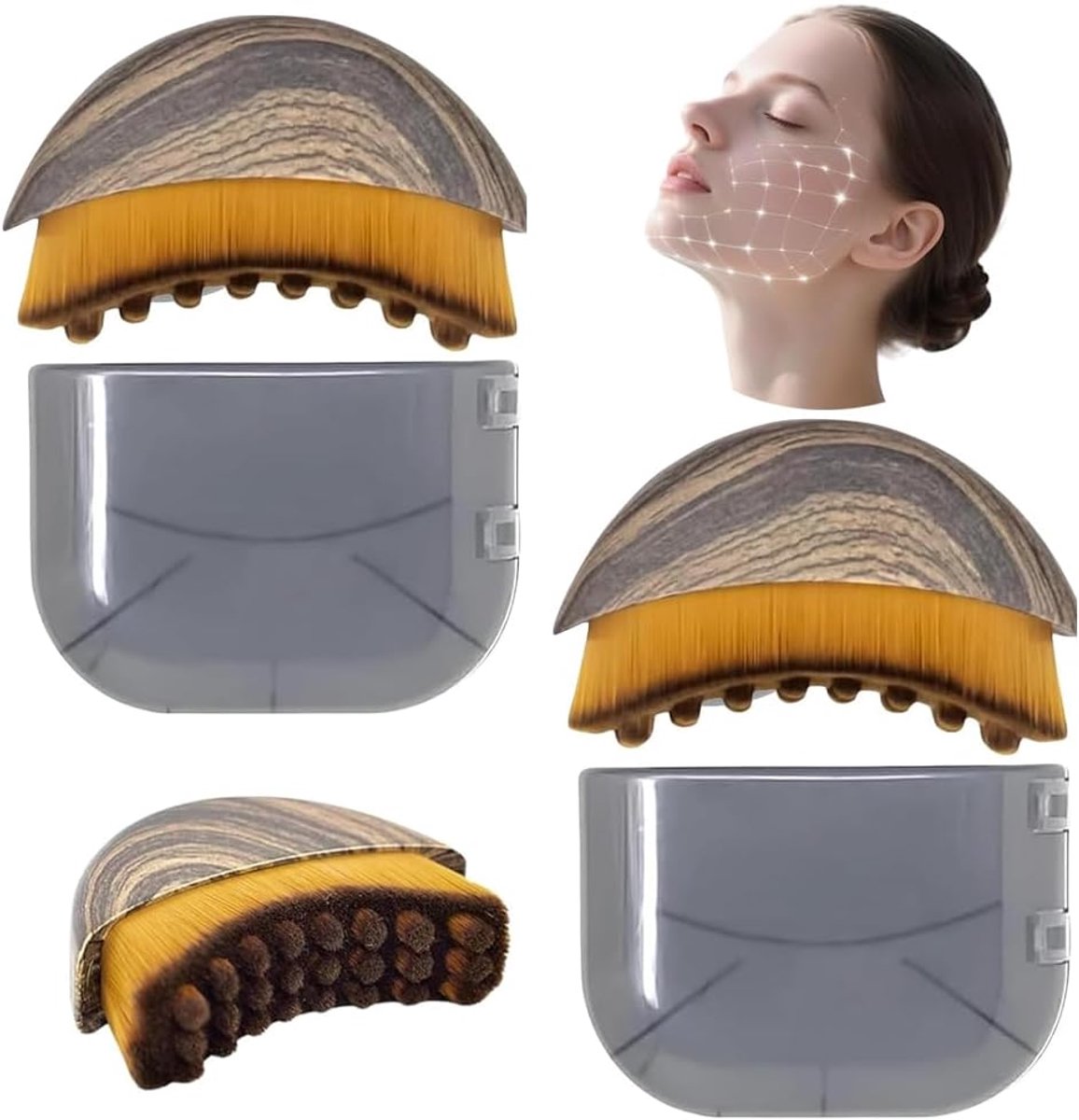 Thijox - Lymfedrainageborstel voor Gezicht - 2 Stuks Gezichtsmassageborstel met Zachte Borstelharen voor Versteviging, Contouren en Strakkere Huid - I