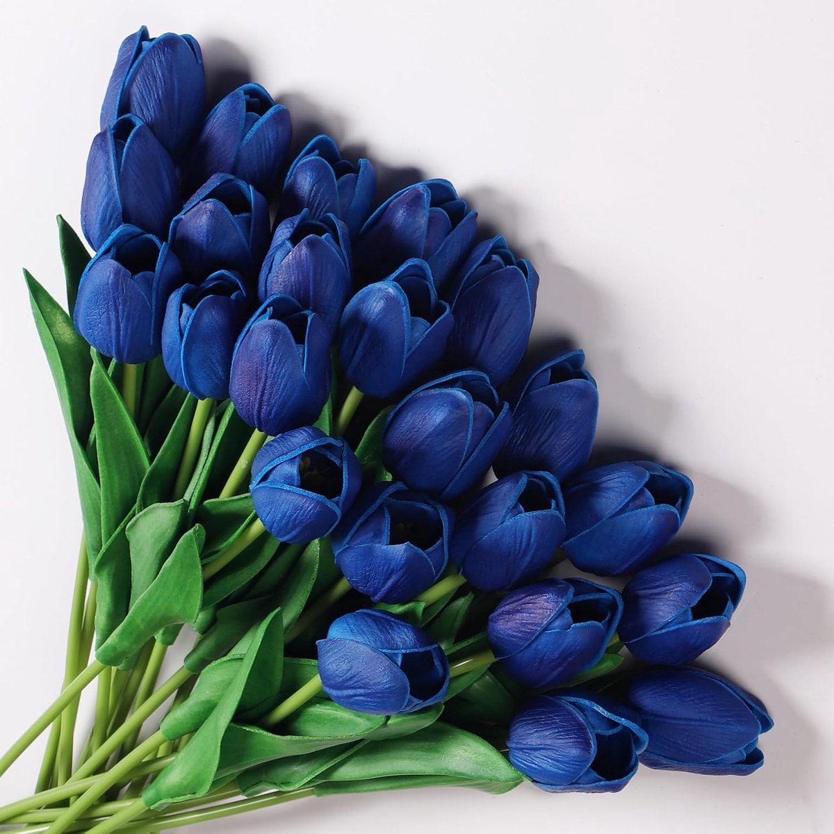 SnelShoppen - 24 Stuks Kunstbloemen Blauwe Tulpen Realistisch Latex voor Bruiloften, Thuisdecoratie, Feest, Kantoor, DIY Bloemstukken - Donkerblauw